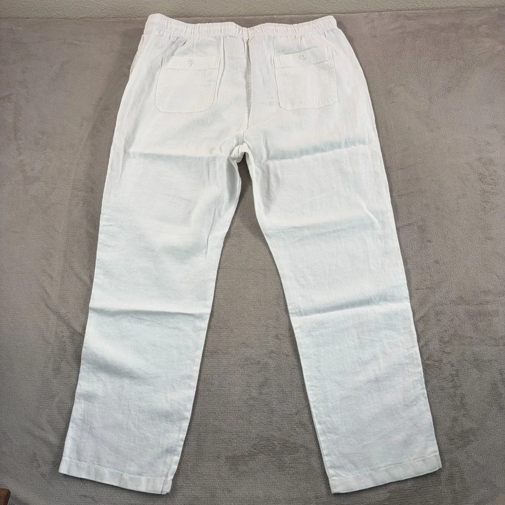 TODD SNYDER Straight Fit 100% Linen Beach Pants in White Men 2XL Drawcord NWT
